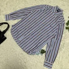美品　トミーヒルフィガー　シャツ　ストライプ　80s2ply fabric L