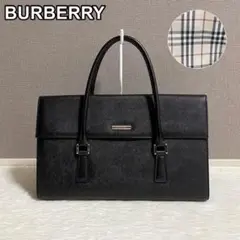 【極美品】BUBBRRY ハンドバッグ 黒 サフィアーノレザー ノバチェック