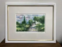 風景画 サイン入り、額縁