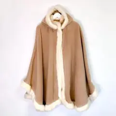 ミンク使用 カシミア ポンチョ コート ショール