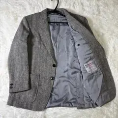 【希少】ハリスツイード　ヘリンボーン　ジャケット　フラップポケット　シングル
