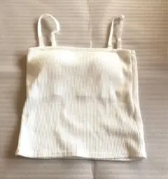 リブ編みホワイトキャミソール Lサイズ