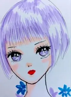 紫色の髪の女性イラスト
