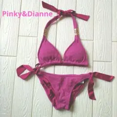 Pinky&Dianneキラキラ光るマゼンタ トライアングルビキニ ゴールド金具
