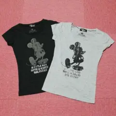 CECIL McBEE ミッキーマウス Tシャツ 黒 ブラック グレー キラキラ