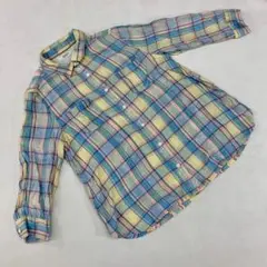 BACK NUMBER チェック柄シャツ カラフル ブルー 長袖 コットン M