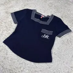 【美品】FOXEY 半袖 シャツ トップス マリンライン 刺繍 大きいサイズ