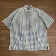 メンズ　チェック　半袖　ボタンダウン　シャツ