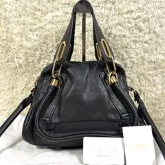 【美品】クロエ ショルダーバッグ 2way パラティ S 黒 ロゴ刻印