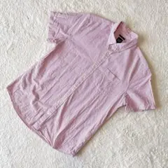 GAP【L】半袖 シャツ ストライプ ピンク ボタンダウン コットン100%