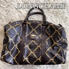 LONGCHAMP ロンシャン ハンドバッグ 総柄 レザー ミニボストン ロゴ