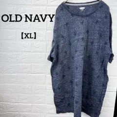 OLD NAVY 【XL】パームツリー柄 Tシャツ ネイビー ソフトウォッシュ