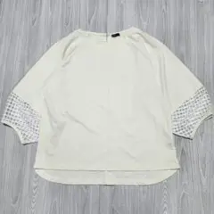 ウイエ 半袖シャツ メッシュスリーブ クリーム色 M