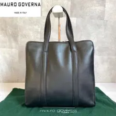 【美品】MAURO GOVERNA カーフレザー 黒 ゴールド金具 ハンドバッグ