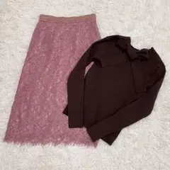 2点セット♡マイストラーダ ミッシュマッシュ ニット レーススカート