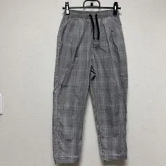 NAVY グレー系チェック カジュアルパンツ L レディース　薄手　春夏