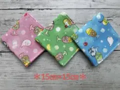 ダブルガーゼ＊ハンカチ＊ハンドメイド　クリームソーダ　3枚セット