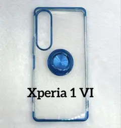 Xperia 1 VI 用 ケース クリア リング付き ブルー
