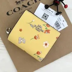 ★超最新作‼︎限定品 新品 COACH コーチ 折り財布 花柄 イエロー