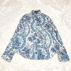 LAUREN RALPH LAUREN ペイズリー柄 シャツ 総柄 ブルー S