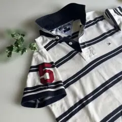 トミーヒルフィガー⭐︎tommy⭐︎紺白ボーダーポロシャツ⭐︎M（L）