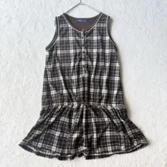 イーストボーイ チェック柄 とろみ ノースリーブ ワンピース L ブラウン 美品