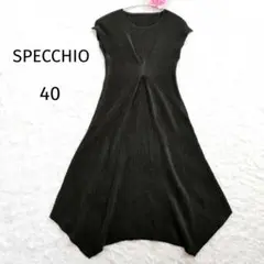 【美品】SPECCHIO　半袖プリーツワンピース　変形　アシンメトリー