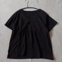 黒 レース 半袖 Tシャツ カシュクール風