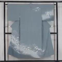 友禅柄　グレー　145cm　Sサイズ　正絹付下げ訪問着　お仕事　a320