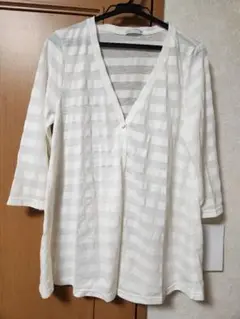 オープンフロントカーディガン　ボーダー柄