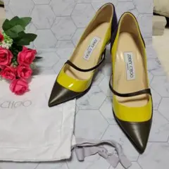 JIMMY CHOO 配色エナメルパンプス ミュール サンダル