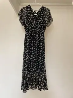 Hudson honey フラワープリント 半袖ロングワンピース