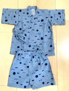 魚柄ブルー甚平 95サイズ 青 男の子 美品