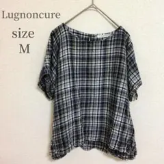 チェック柄 半袖チュニック M Lugnoncure