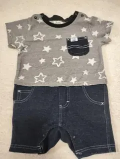 Buddy Lee 星柄ロンパース 80　セパレート風　グレー　ネイビー　半袖