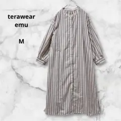 terawear emu ロングシャツワンピース ストライプ M スリット