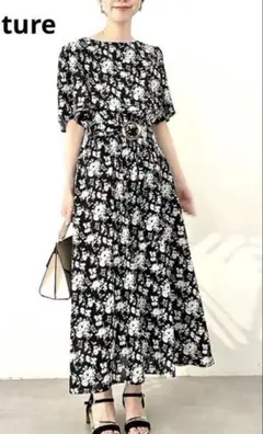 早い者勝ち⭐︎natural couture フレア袖ベルトワンピース