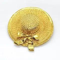 CHANEL シャネル ヴィンテージ ブローチ 麦わら帽子 GP ゴールド
