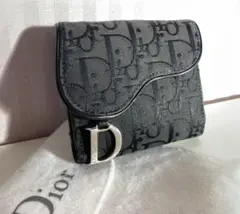 【DIOR】トロッターサドル 二つ折り財布 ブラック