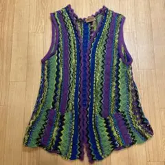 MISSONI 総柄　ニットベスト　ベスト　柄ベスト　クロシェ　鍵編み 編み込み