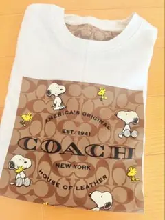 コーチ　スヌーピー　シグネチャー　スクエア　Tシャツ　半袖
