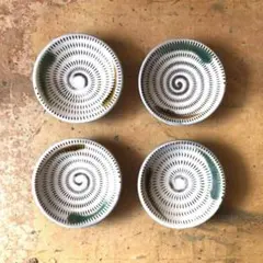 小石原焼　早川窯元　打掛とびかんな豆皿4枚　【新品・送料込】