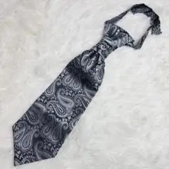 【新品】アスコットタイ ブラック ペイズリー柄 結婚式 新郎 ネクタイ