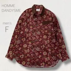 HOMME DANDYSME 長袖シャツ ボタン L ヴィンテージ 花柄 ボルド