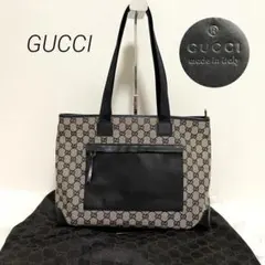 【✨保存袋付】 GUCCI トートバッグ GG A4可 キャンバス レザー 黒
