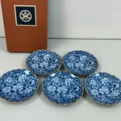 未使用 たち吉 輪花 唐草 小皿 5枚セット 箱入り 保管品 MH-18