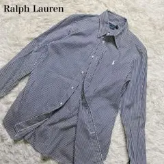 【美品】ラルフローレン ストライプ シャツ ネイビー S