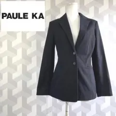 【Paule ka】美品 綿コットン テーラード ジャケット 黒 ポールカ
