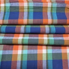 【価格見直し】カラフルなチェック柄 綿生地 115×180