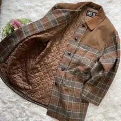 【希少】DAKS コート チェック 切替デザイン 肘パッチ アルパカ混 レトロ